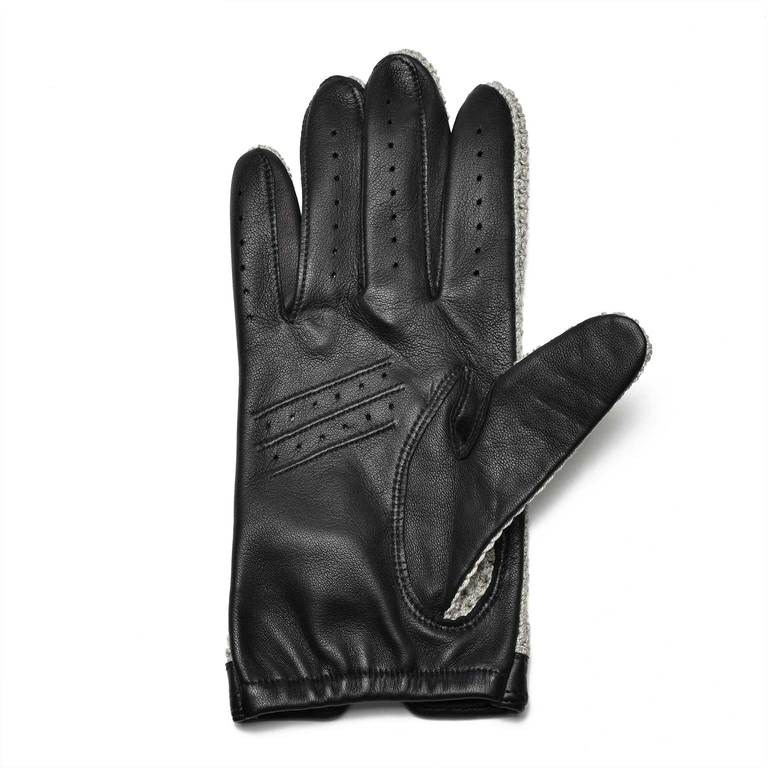 Heritage Crochet Back Leather Driving Gloves - Blackイメージ1