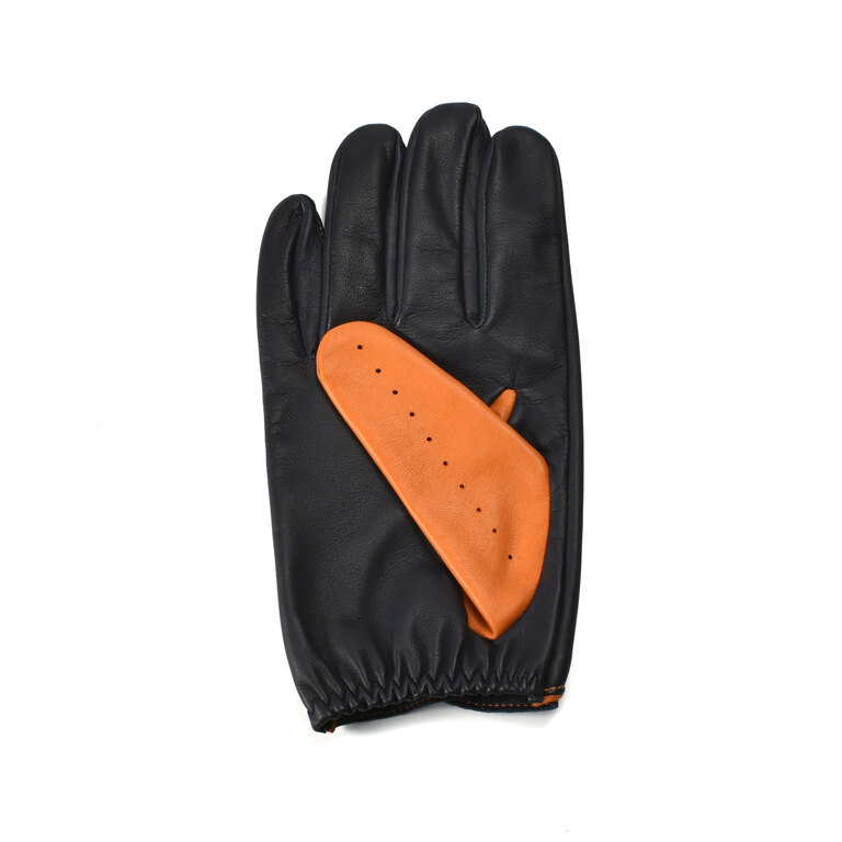 Heritage Leather Driving Gloves - Navy/Orangeイメージ1