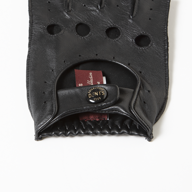 Fingerless Leather Driving Gloves - Blackイメージ4