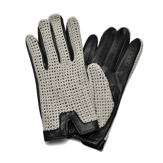 Heritage Crochet Back Leather Driving Gloves - Black
