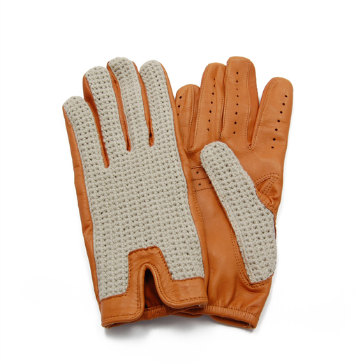 Heritage Crochet Back Leather Driving Gloves - Cork