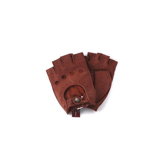 Fingerless Leather Driving Gloves - Brown
