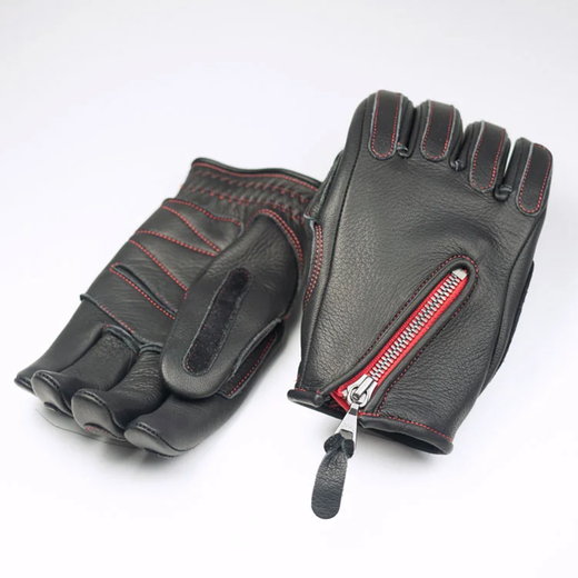 Bike Gloves / ZZR-055 Black/Redステッチ