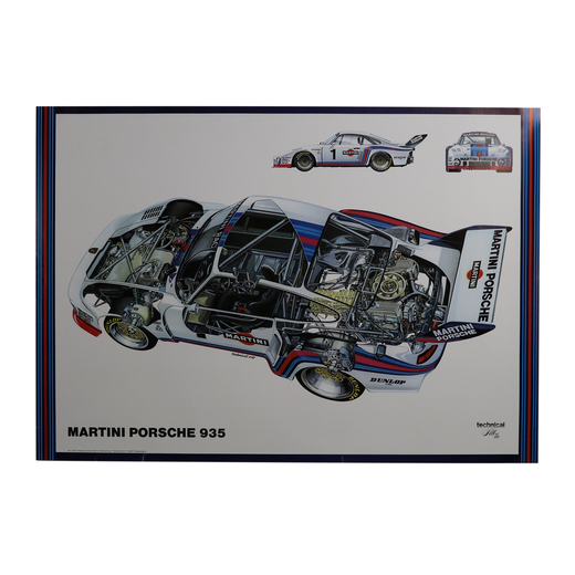 オリジナルポスター / Porsche Martini 935 Worldchampion 1976 Cutaway Technical Art Poster