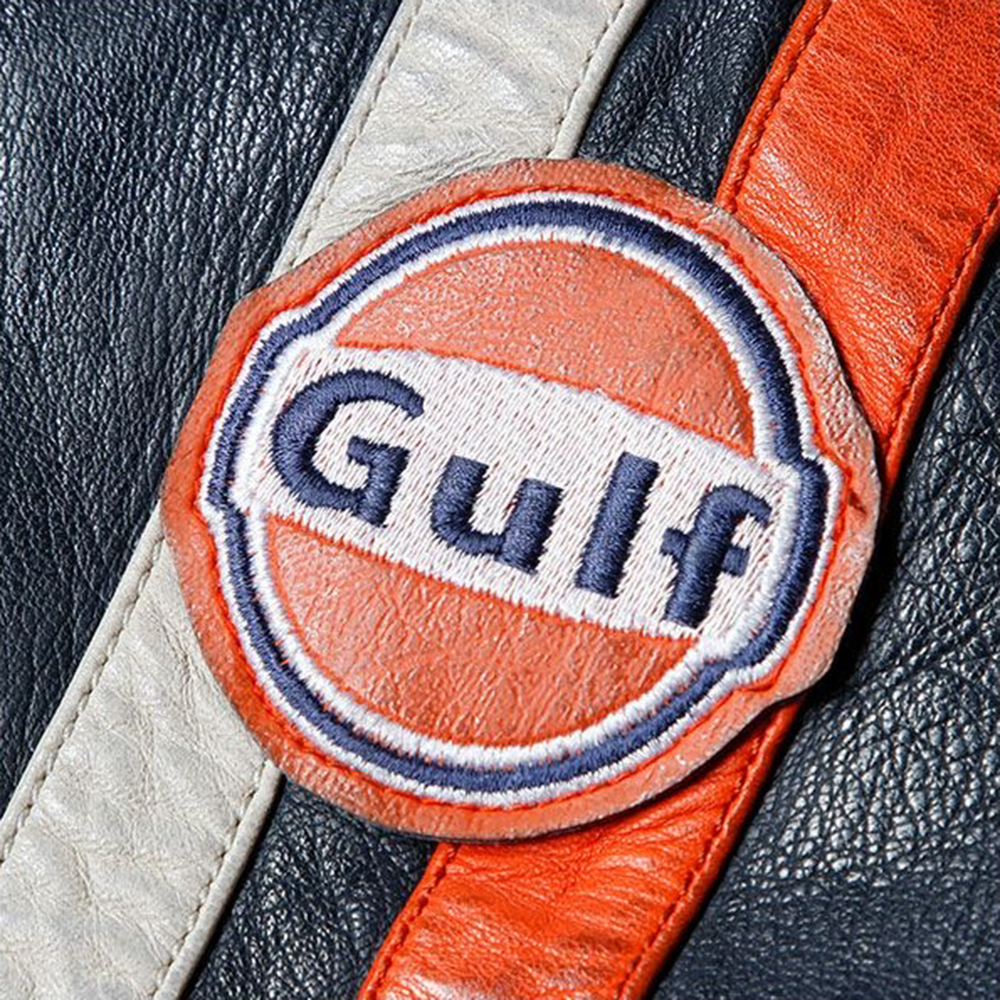 GULF レーシング レザー ジャケット ネイビーイメージ3