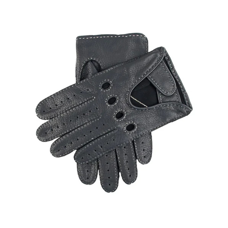 Deerskin Leather Driving Gloves - Navyイメージ0