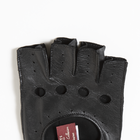 Fingerless Leather Driving Gloves - Blackサムネイル3